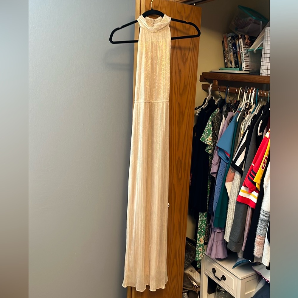 Gold metallic prom or maxi dress